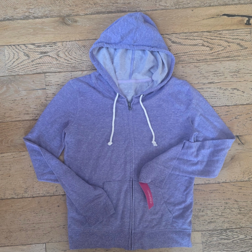 NWT 2012 Xhilaration Heathered Iris Lavender Purple Zip-Up Hoodie basics coastal